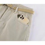 Wide Leg Cropped Denim Pants with Belt 3