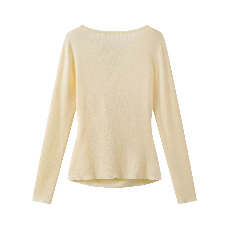 Draped Neck Long Sleeve Pullover Top 2
