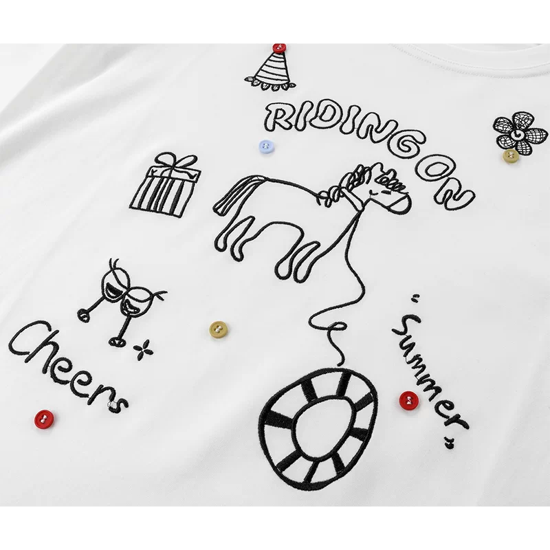 Cartoon Pony Embroidered Long Sleeve T-Shirt 3