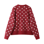 Polka Dot Knit Cardigan with Pom Pom Ties 2