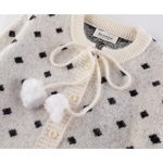 Polka Dot Knit Cardigan with Pom Pom Ties 3