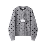 1627207:28334,6007703881976,1627207:28334,6007703881974,1627207:28334,6007703881975,6007703881976,6007703881974,6007703881975, Polka Dot Knit Cardigan with Pom Pom Ties