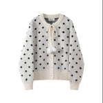 1627207:30155,6007703881980,1627207:30155,6007703881981,1627207:30155,6007703881982,6007703881980,6007703881981,6007703881982, Polka Dot Knit Cardigan with Pom Pom Ties