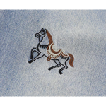 Wide-Leg Denim Pants with Pony Embroidery 4