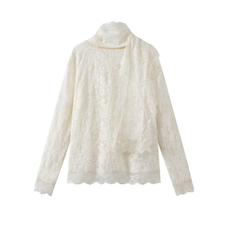 Lace Knit Sweatshirt with Matching Scarf 2