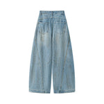 Wide Leg Soft Denim Pants with Stitching 2