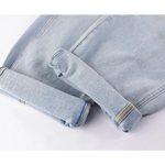 Wide Leg Curved Denim Pants with Belt 4