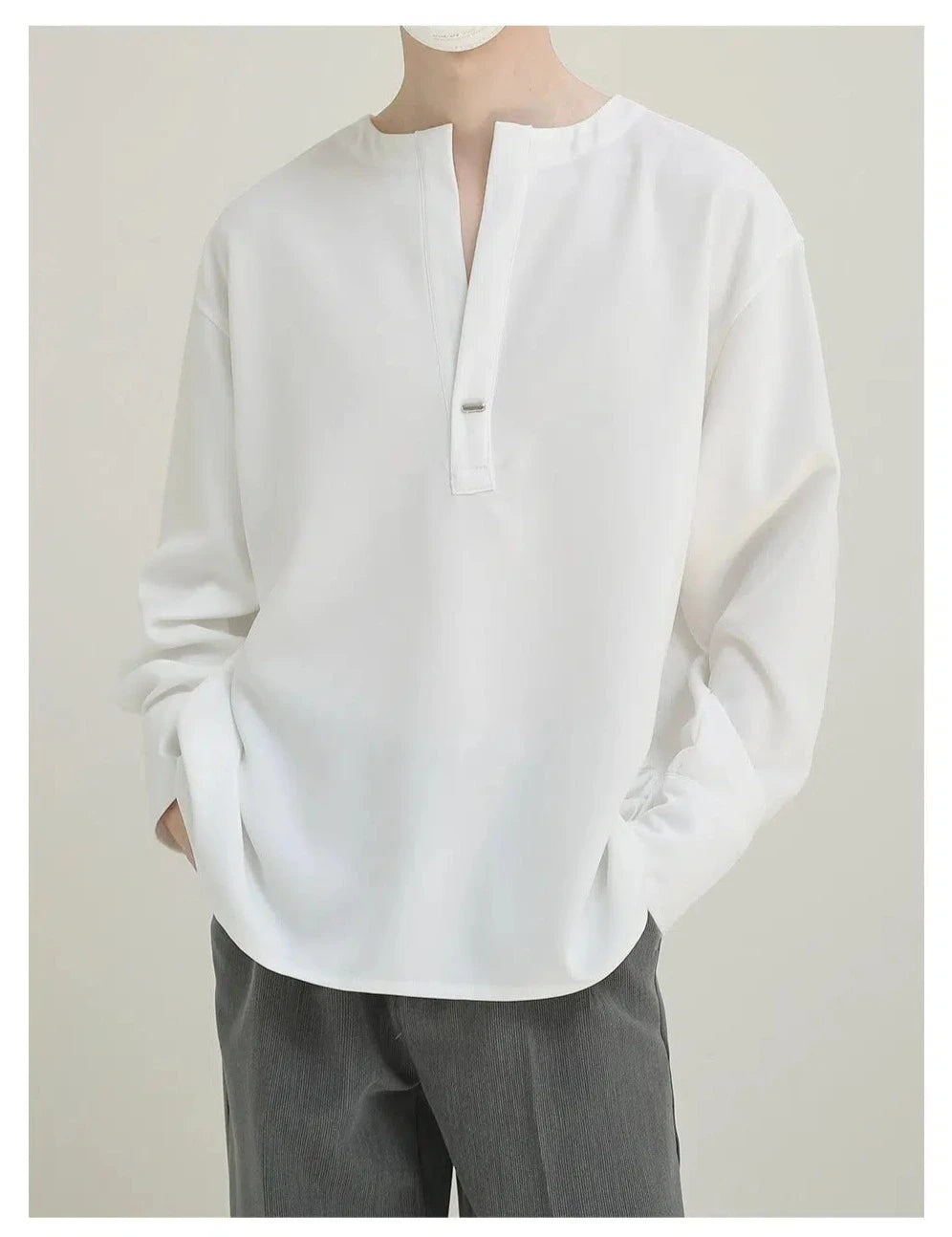 Y-neck Long-sleeved Shirt
