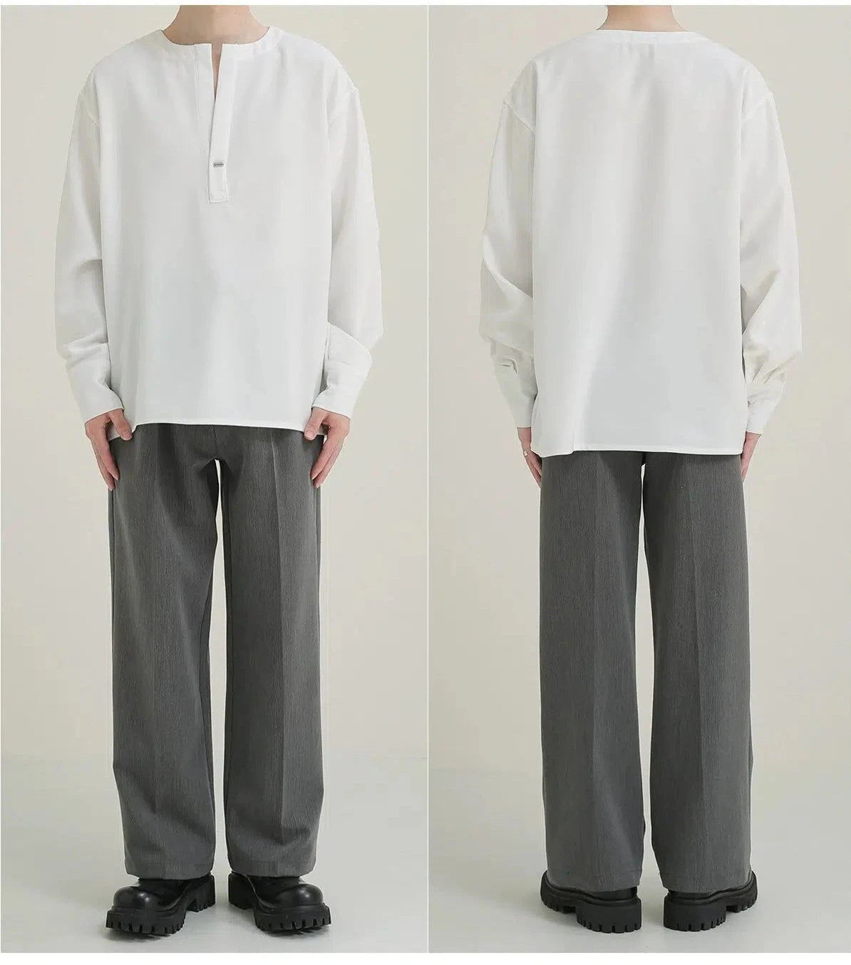 Y-neck Long-sleeved Shirt