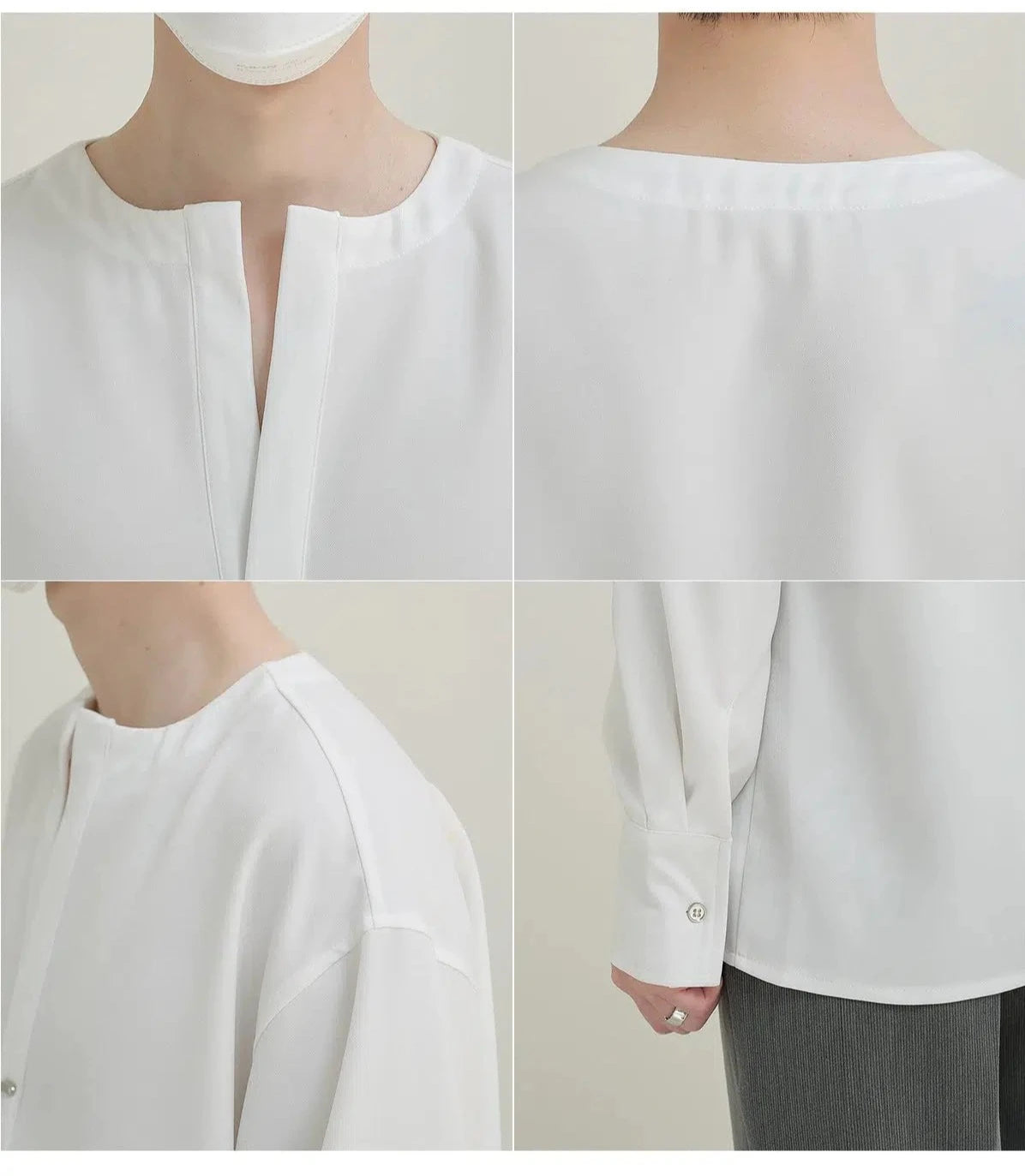 Y-neck Long-sleeved Shirt