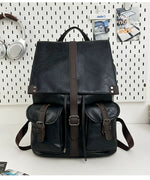 6194551203030, Retro PU Leather Flap-Top Backpack