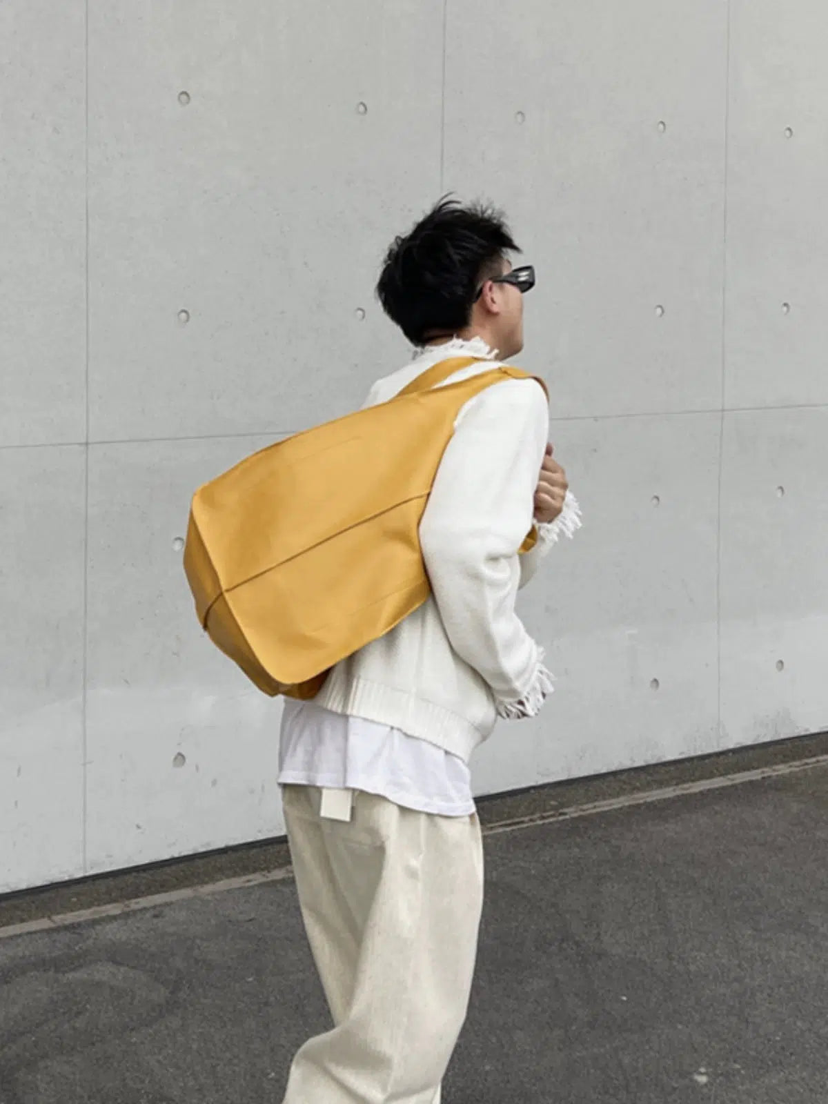 Yellow Leather Shopping Bag