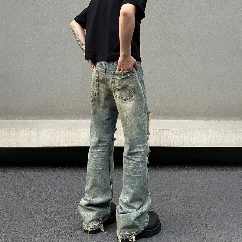 Yellow Mud Ripped Jeans