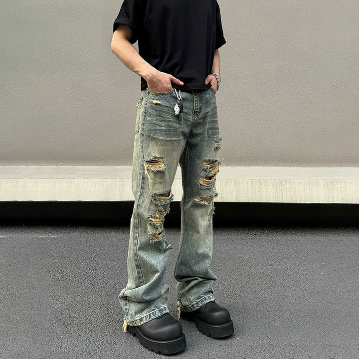Yellow Mud Ripped Jeans