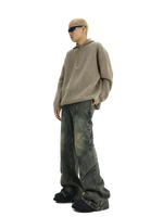 Yellow Mud Wide-Leg Patchwork Jeans