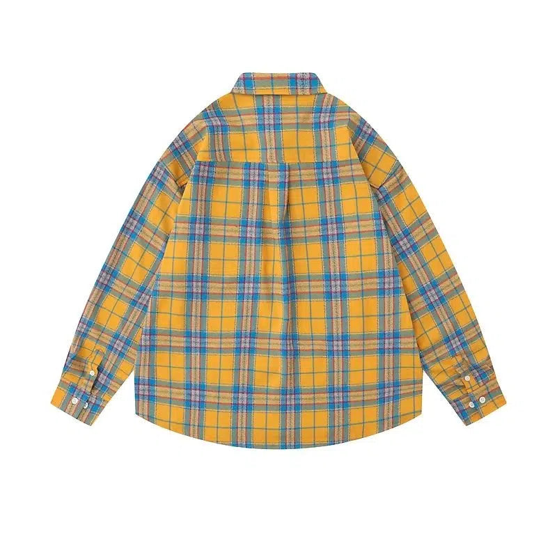 Yellow Plaid Long-sleeved Shirt