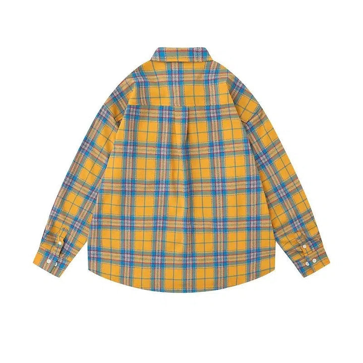 Yellow Plaid Long-sleeved Shirt
