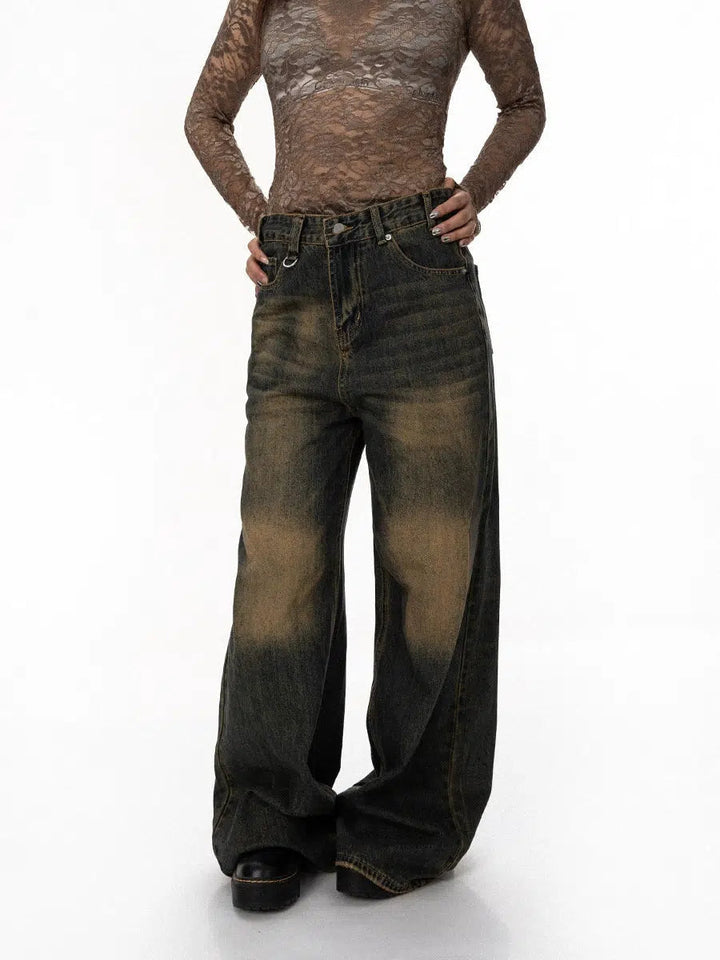 Yellow mud Gradient Wide-leg Jeans