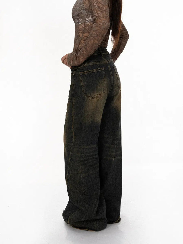 Yellow mud Gradient Wide-leg Jeans