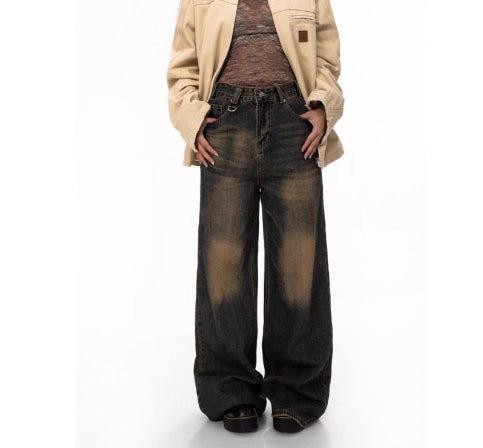 Yellow mud Gradient Wide-leg Jeans