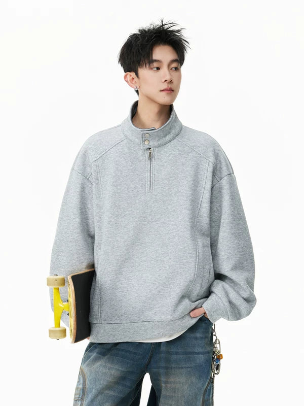 Half Zip Stand Collar Sweatshirt Pullover 4