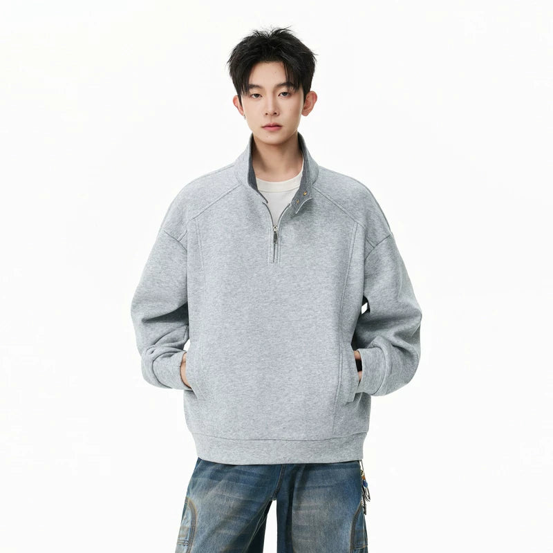 6175548982400,6175548982401,6175548982402,6175548982403,6175548982404, Half Zip Stand Collar Sweatshirt Pullover