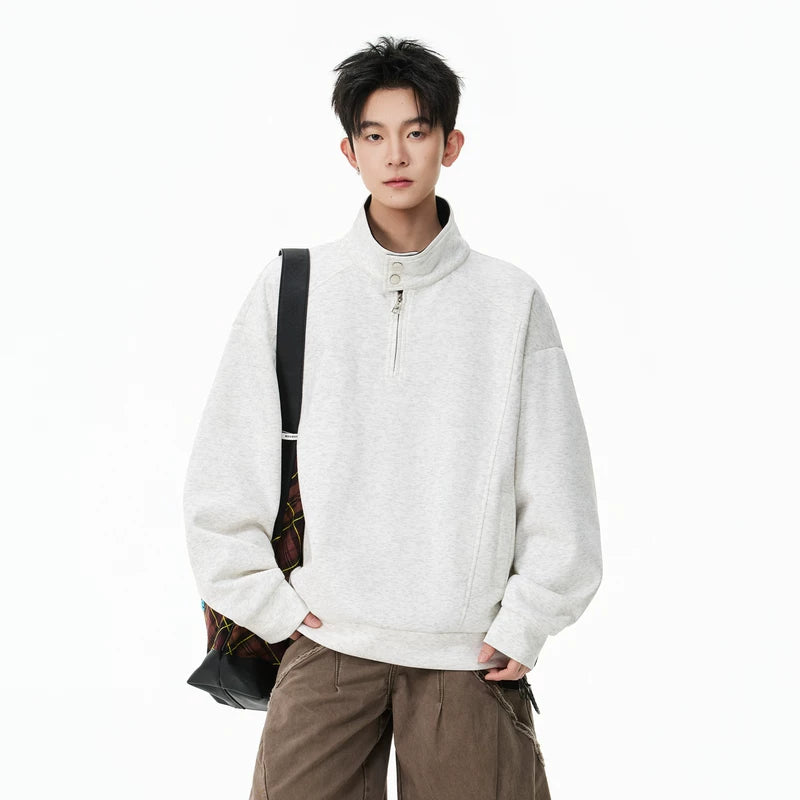 6175548982405,6175548982406,6175548982407,6175548982408,6175548982409, Half Zip Stand Collar Sweatshirt Pullover