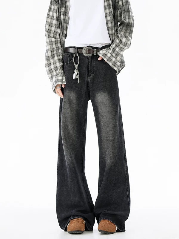Wide Leg Straight Fit Denim Pants 4