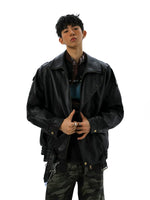 PU Leather Double-Collar Motorcycle Jacket 5
