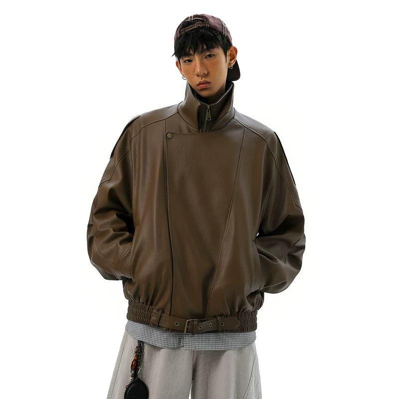 6092774059597,6092774059598,6092774059599,6092774059600,6092774059601,6092774059602,6092774059603, PU Leather Double-Collar Motorcycle Jacket