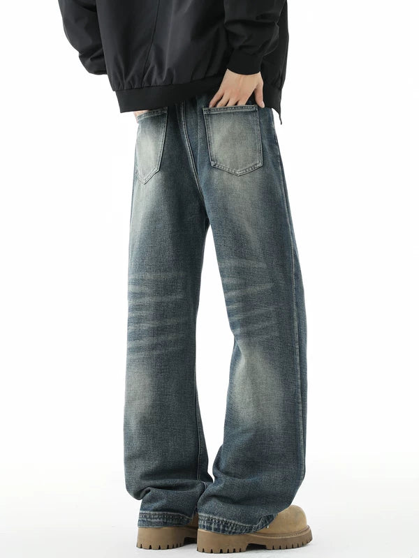 Washed Distressed Wide Leg Jeans Pants 4