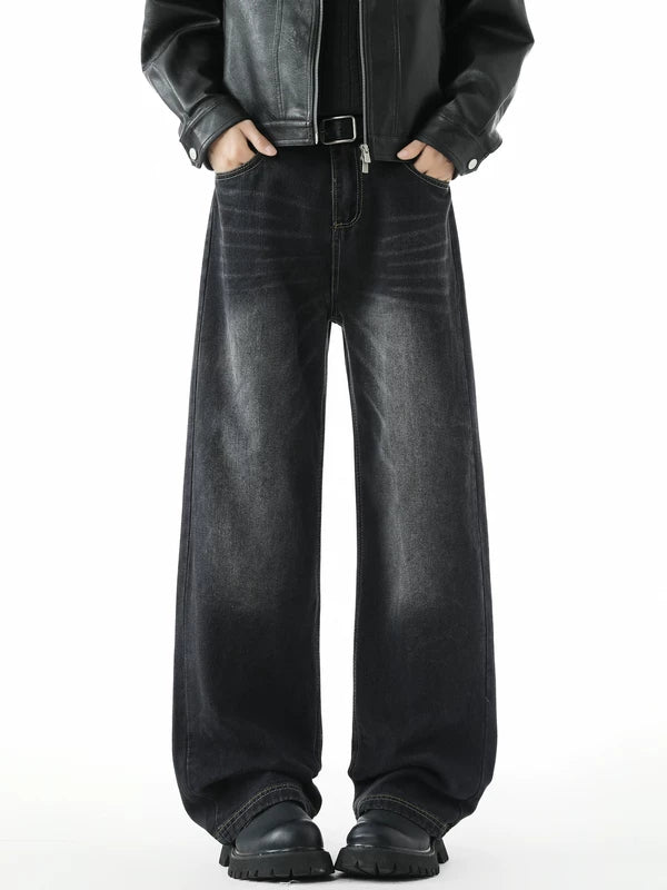 Washed Distressed Wide Leg Jeans Pants 6