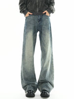 Washed Distressed Wide Leg Jeans Pants 6