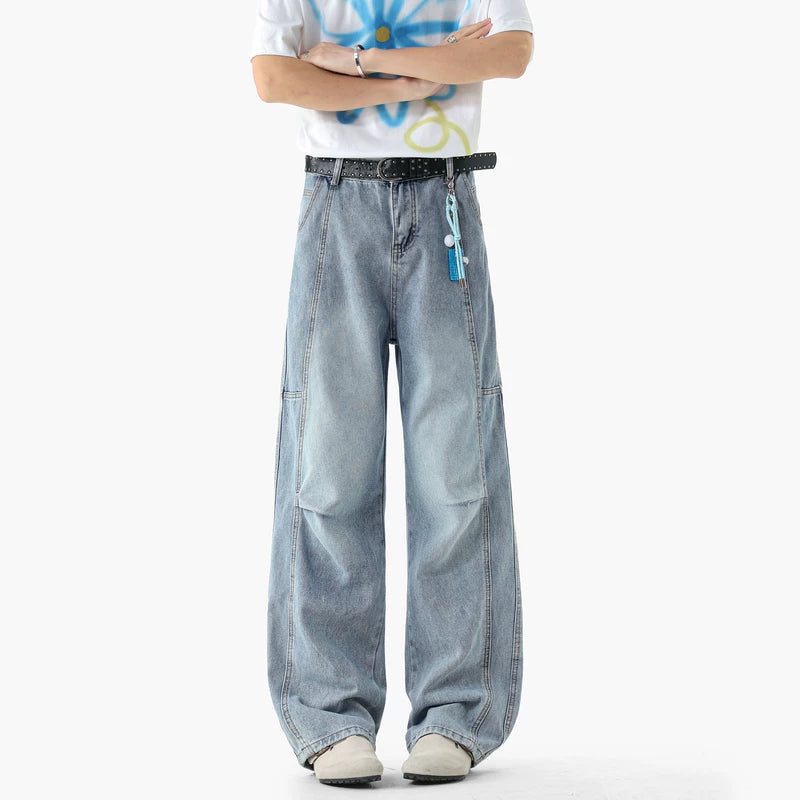 Washed Distressed Wide Leg Jeans Pants 3