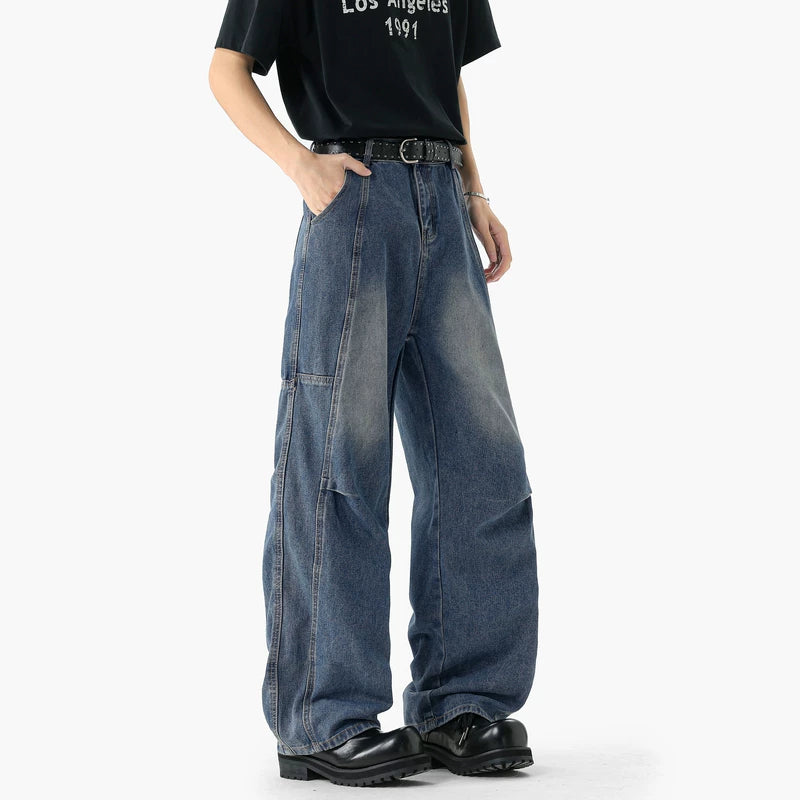 Washed Distressed Wide Leg Jeans Pants 5