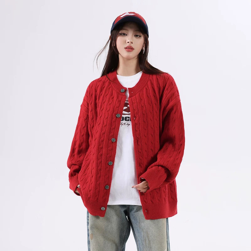 6112405055197,6112405055198,6112405055199,6112405055200,6112405055201, Cable Knit Button Front Cardigan Sweater