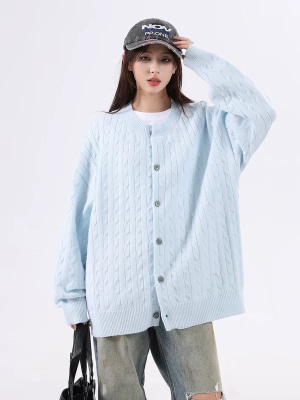 Cable Knit Button Front Cardigan Sweater 5