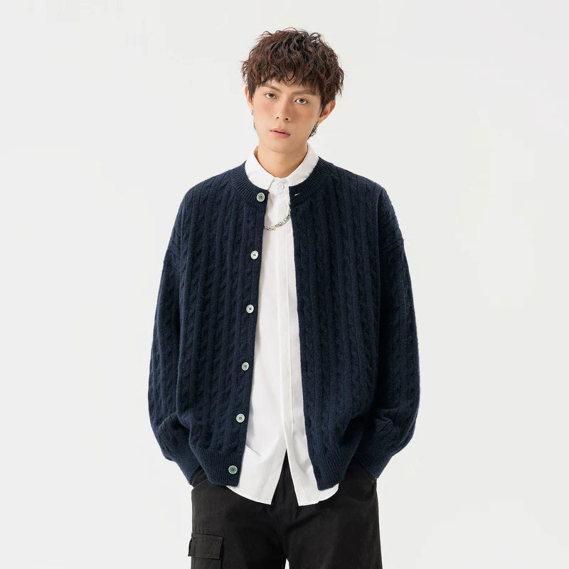 6112405055172,6112405055173,6112405055174,6112405055175,6112405055176, Cable Knit Button Front Cardigan Sweater