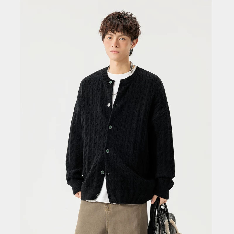 6112405055177,6112405055178,6112405055179,6112405055180,6112405055181, Cable Knit Button Front Cardigan Sweater