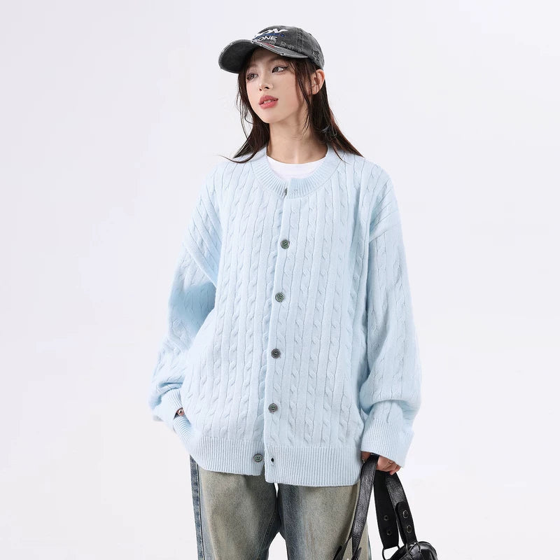 6112405055187,6112405055188,6112405055189,6112405055190,6112405055191, Cable Knit Button Front Cardigan Sweater