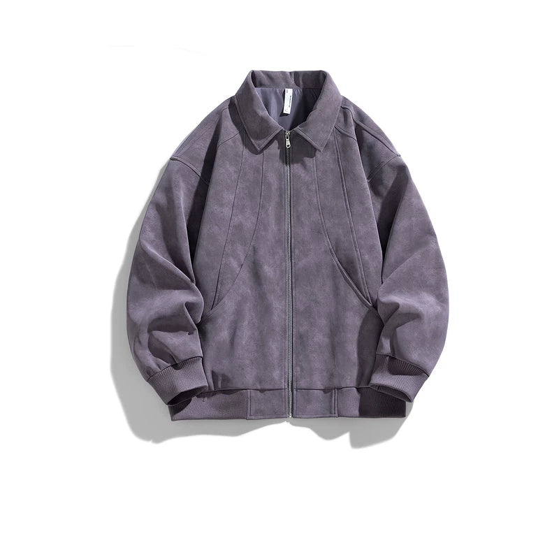 6110413382835,6110413382836,6110413382837,6110413382838,6110413382839, Retro PU Leather Zip Lapel Jacket