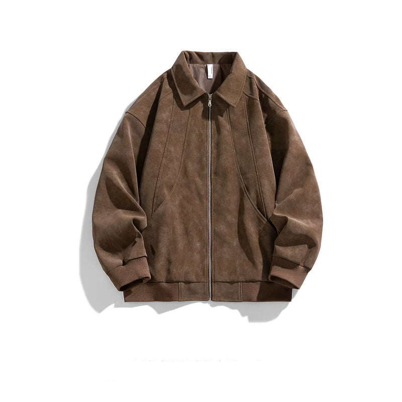 6110413382840,6110413382841,6110413382842,6110413382843,6110413382844, Retro PU Leather Zip Lapel Jacket