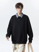 Plaid Collar Pullover Polo Sweatshirt 5