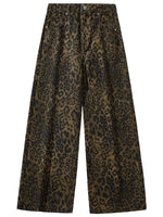 Leopard Print Wide Leg Denim Pants 6