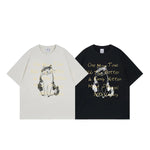 Graphic Cat Print Loose Fit T-Shirt 3