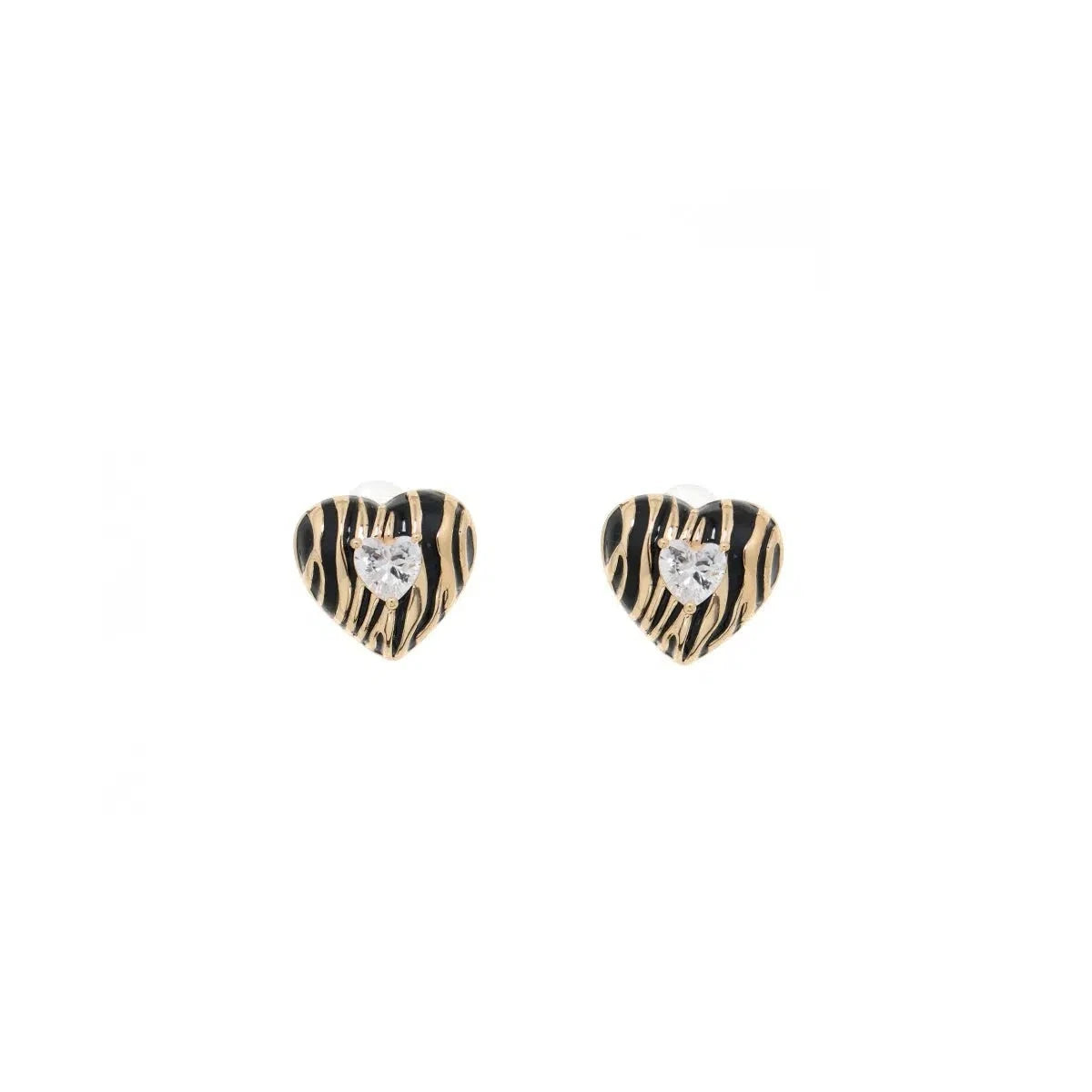 Zebra Striped Heart Earrings