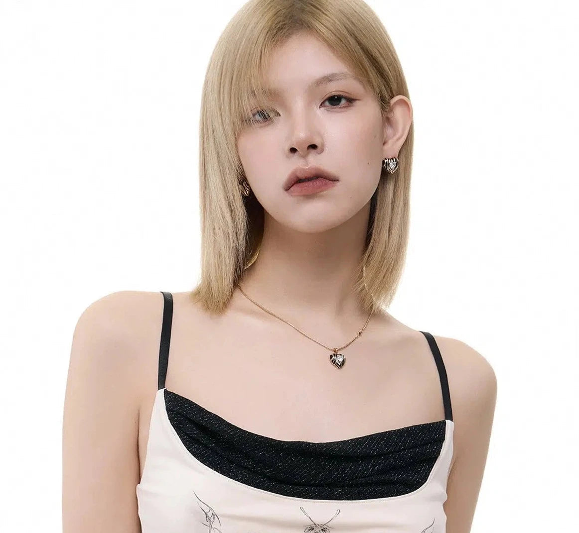 Zebra Striped Heart Earrings