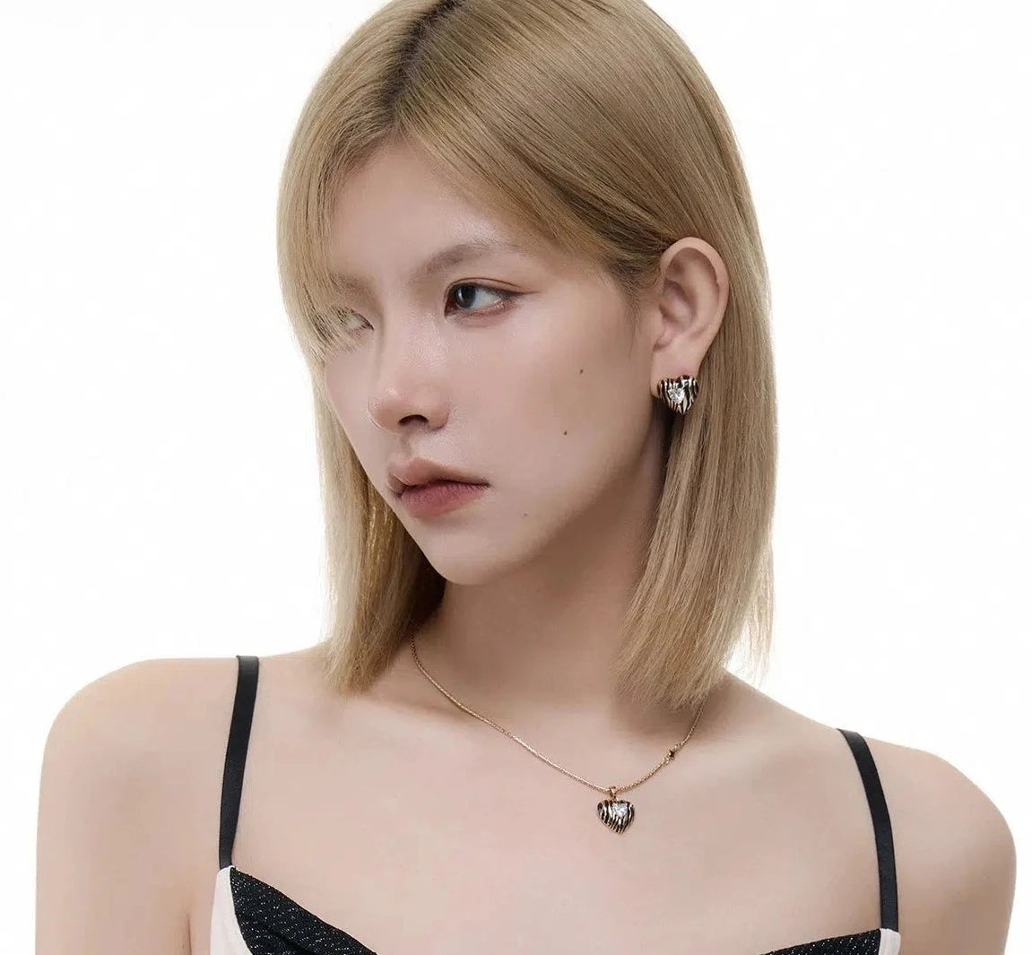 Zebra Striped Heart Earrings