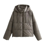 Zip Closure Hooded Puffer Coat