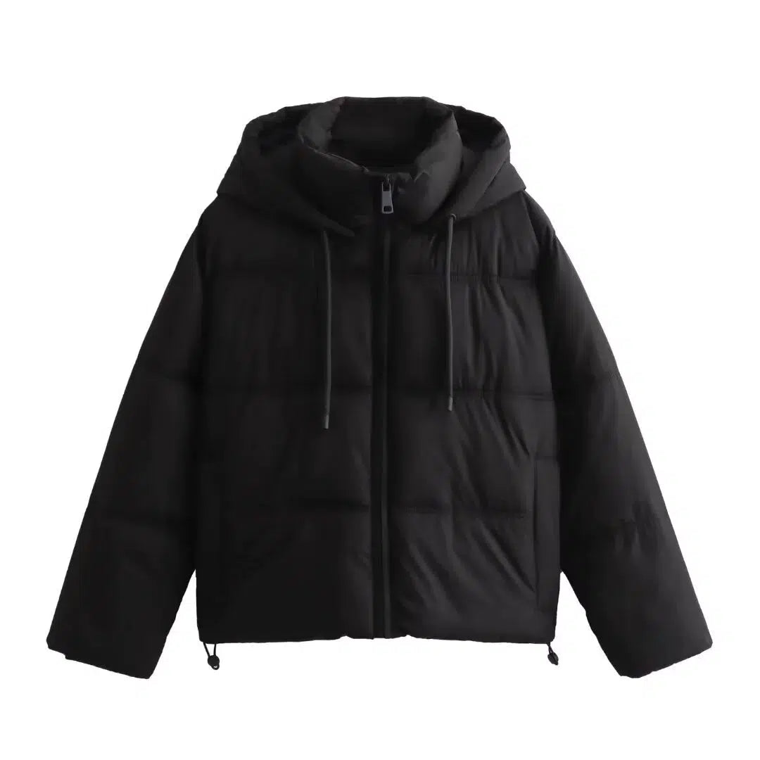 Zip Closure Hooded Puffer Coat